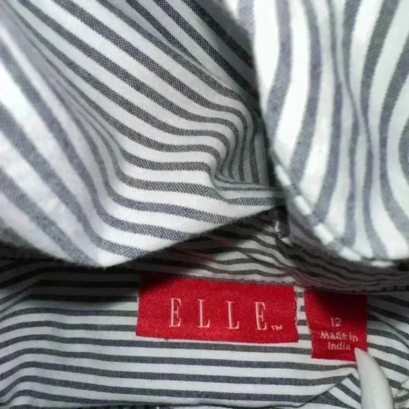 Elle Button Down Shirt Women’s Size 12 / Stripes w/ Rhinestone Neck - Picture 10 of 15